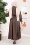 Bow Detail Double Tensel Denim Suit Brown - 5