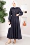 Bow Detail Double Tensel Denim Suit Navy Blue - 4