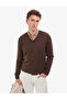Brown Slim Fit V-Neck Basic Knitwear Sweater 50314190-Vr029 - 4
