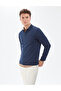 Light Navy Blue Slim Fit Polo Neck Basic Knitwear Sweater 50314189-Vr059 - 4