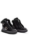 Lana Fur Detailed Leather Girl's Boots Black - 5