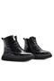 Lilly Lace-up and Zippered Leather Girl's Boots Black - 6