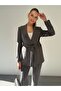 Tie-Up Shawl Collar Jacket Trousers Anthracite Suit - 3