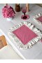 Mia 6-Piece Raw Linen Checkered Ruffle Detailed American Tablecloth/Placemat - 4