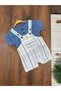 Summer Woven Thin Fabric Salopet Short Sleeve T-Shirt Button Detailed 6-24 Months Baby Boy Suit - 2