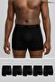 Pack of 6 Plain Black Combed Cotton Lycra Boxers