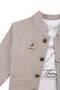 Baby Boy Ecru Never Look Back Written Beige Jacket 3-Piece Set - 3