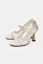 Velensa Elastic Closed Toe Women's Shoes Heeled Shoes - Ecru - 3