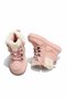 Dinos Plush Fur Collar Detailed Lace Up and Zippered Leather Girl's Boots Powder - 6