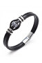 Men's Leather Bracelet Snowy Obsidian Rondela Natural Stone Leather Bracelet - 4