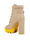 Women Cushion Collared Biker Boot in Beige - 3