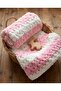 Alize Puffy Pink-White Hand Knitted Baby Blanket 90 X 90 cm - 4