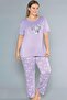 Plus Size Oversized Viscose Short Sleeve Summer Pajama Set B08-76 - 3