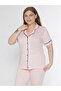 Boydan Buttoned Oversized Large Size Striped Short Sleeve Pajama Set B780-26 - 4