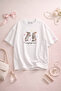 Women's Printed Sweet Gossip Coquette Rabbit Printed Oversize T-Shirt - 5