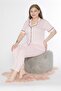 Boydan Buttoned Oversized Large Size Striped Short Sleeve Pajama Set B780-26