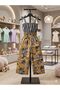 Girl's Leaf Patterned Loose Trousers Denim Bustier Double Set - 4