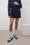 Giorgia Navy Blue Color Blunt Toe Women's Low Heel Shoes - 6