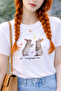 Women's Printed Sweet Gossip Coquette Rabbit Printed Oversize T-Shirt