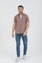 Men's Red Color Short Sleeve Shirt with Striped Collar, Buttoned and Pockets - 5
