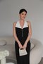 Midi Length Premium Dress with Bow and Pearl Detail - 7