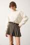 Women's Plaid Belted Pleated Short Skirt Brown - 3