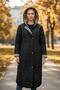 Women's Plus Size Plaid 120 cm Seasonal Black Quilted Coat 1042 - 4