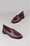 Seç 2504 Genuine Leather Women's Flat Shoes Burgundy - 5