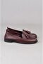 Seç 2504 Genuine Leather Women's Flat Shoes Burgundy - 3