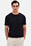 Slim Fit Black Plain Embossed Printed T-Shirt - 3