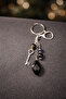 Natural Stone Agate Keychain Charm Bag Ornament Obsidian Steel Chain - 2