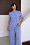 Women's Modal Fabric Short Sleeve Tracksuit Set 1098 Blue - 4