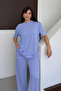 Women's Modal Fabric Short Sleeve Tracksuit Set 1098 Blue - 6