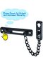 Stainless Steel Security Door Chain Lock, Spring Loaded Anti-Theft Push Lock, Black - 2