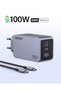 Nexode Pro 100W GaN Hızlı Şarj Cihazı USB-C QC PD 2xUSB-C, 1xUSB-A, Uzay Grisi, 25874