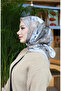 Floral Patterned Cotton Cocoon Scarf 70336-03 Stone Dark Mink