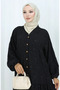 Viscose Fabric Half Button Dress 0062-04 Black - 4