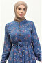Floral patterned viscose dress 5068-08 indigo - 3
