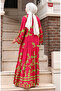 Viscose Fabric Half Button Dress 2081-01 Fuchsia Green - 3