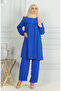 طقم بنطال تونيك مكشكش من قماش Aerobin 1009-02 Saks