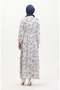 Beige Cobalt Blue Linen Dress - Front Button and Lace-Up 0520-04 - 6