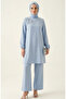Stone Embroidered Tunic Trousers Double Suit 0230-06 Blue - 3