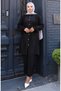 Ruffled Front Tunic Pants Double Set 2128-02 Black
