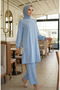 Stone Embroidered Tunic Trousers Double Suit 0230-06 Blue - 2