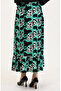 Black Green Viscose Fabric Waist - Elastic Ruffle Skirt 2012P-02 - 4