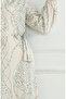 Patterned belted linen dress 0471e-03 beige green - 4