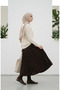 Elastic Waist Pleated Skirt 0213-15 Brown - 2