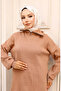 Ribbed Knitwear Set with Zipper Collar 11036-02 Mink - 2