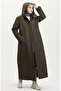 Large Size Hooded Quilted Coat 6134-01 Khaki - 3