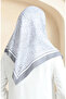 وشاح ناعم منقوش 70244-05 رمادي أبيض - 3